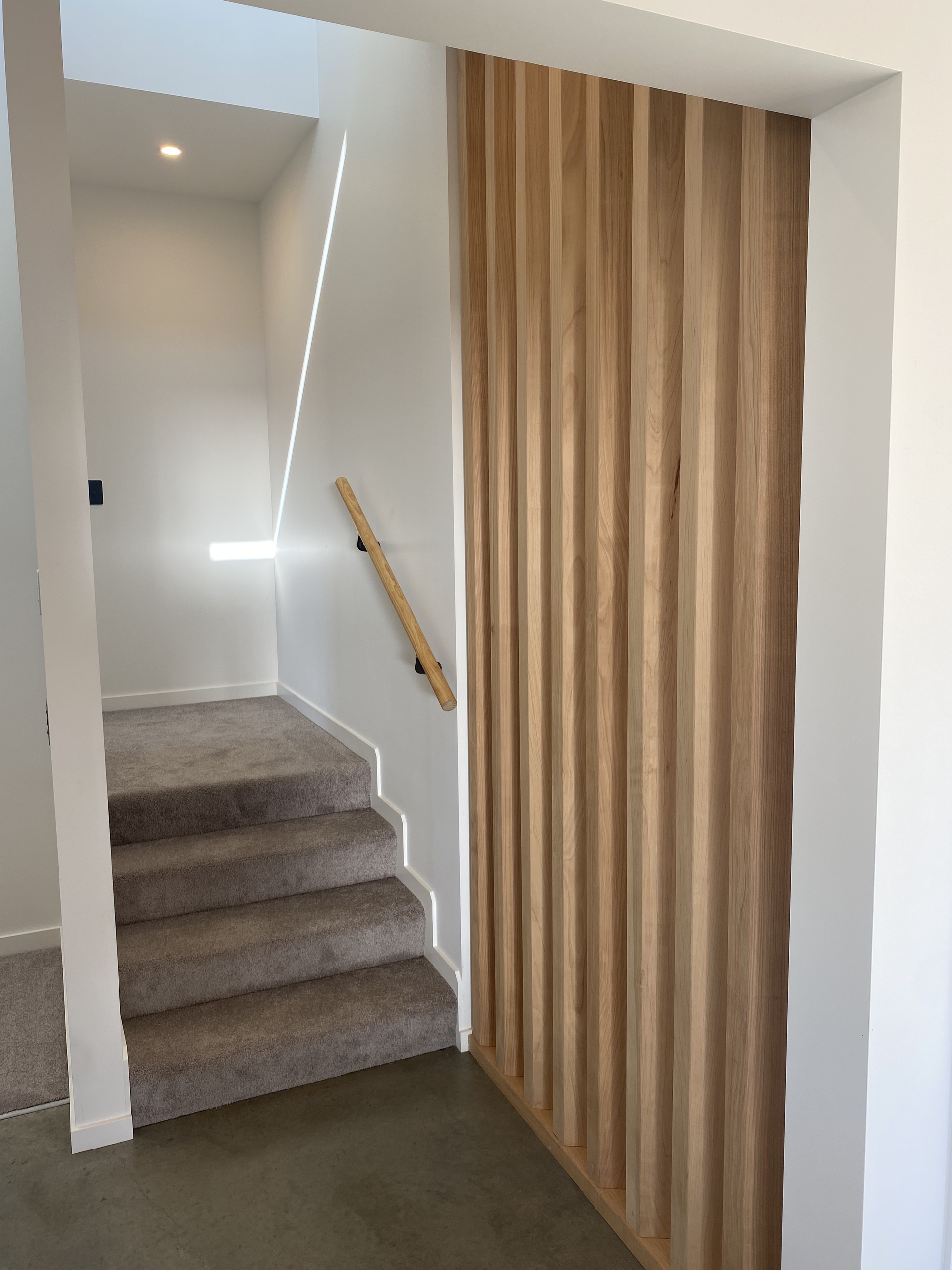 Our showhome, 36 Atkins Rd, stairs to upper master suite