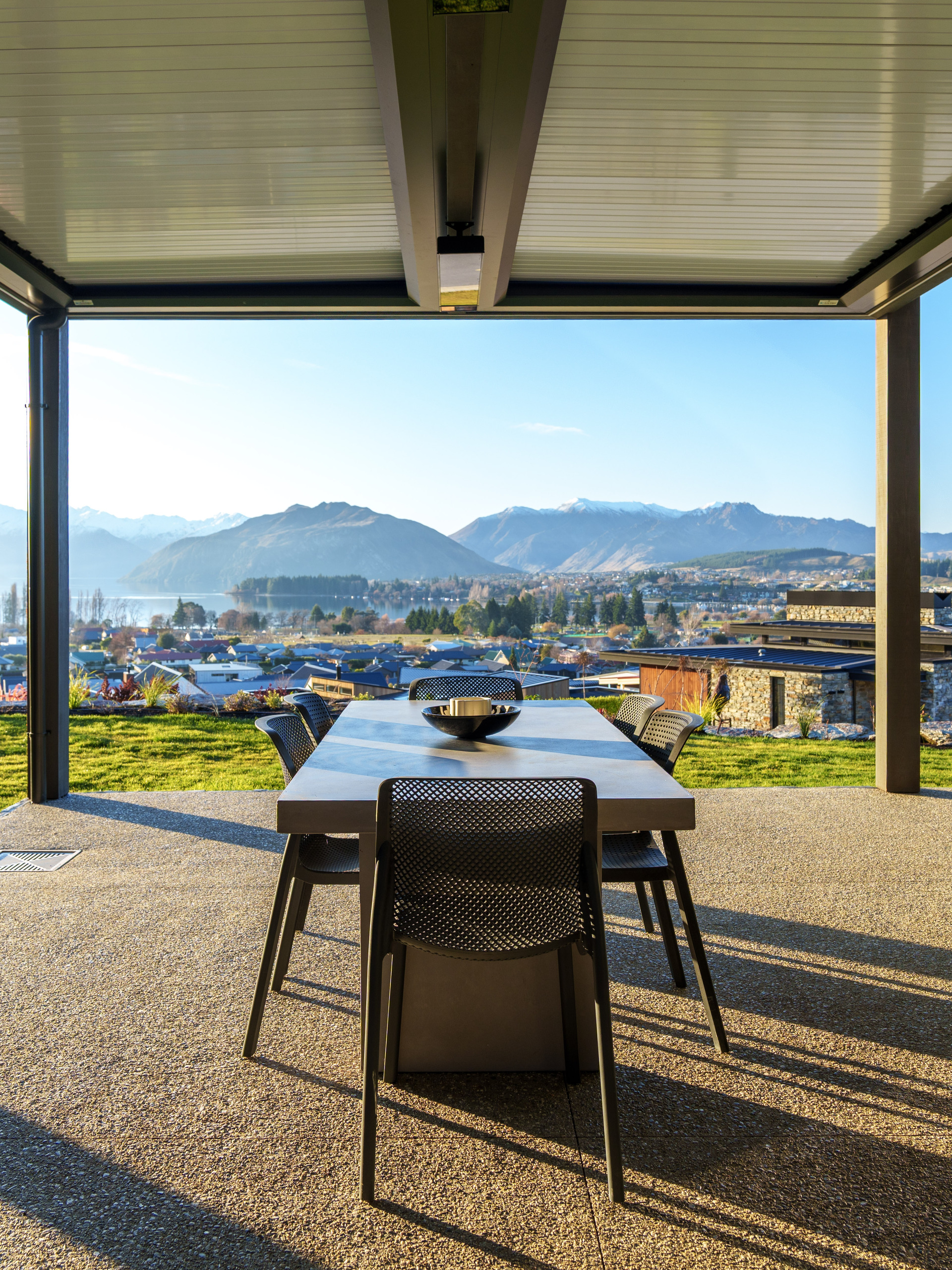 24 Jade Dr, Louvre over outdoor patio with Stevenson's peninsula in background